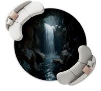 Genérico Alfombras Redondas 100 cm - Oscuridad Cueva Cascada Alfombras para Sala De Estar, Negro Alfombra Circular Antideslizante y Lavable para Interiores Habitación Infantil Dormitorio