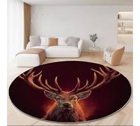 Genérico Alfombras Redondas Arte Fantástico Retrato De Ciervo Imprimir Antideslizante Alfombra Redonda 60 cm para Sala de Estar Dormitorio Estudiar Entrada, Pelo Corto Lavable Alfombras Rojo Oscuro