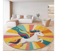 Genérico Alfombras Redondas Lindo Dibujos Animados Unicornios Imprimir Antideslizante Alfombra Redonda 90 cm para Sala de Estar Dormitorio Estudiar Entrada, Pelo Corto Lavable Alfombras Vistoso