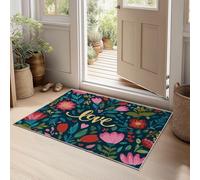 Genérico Alfombras Salon 100 x 160 cm Flores Dibujadas A Mano Love, Esponjosa Impresa Pelo Corto Alfombra William Morris Lavable Dormitorio Antideslizante Alfombras para Cocina Comedor