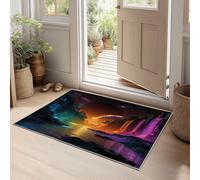 Genérico Alfombras Salon 140 x 200 cm Cascada Acantilado Lago, Esponjosa Impresa Pelo Corto Alfombra Cielo Nocturno Fantástico Lavable Dormitorio Antideslizante Alfombras para Cocina Comedor