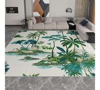 Genérico Alfombras Salon Isla Tropical De Palmeras 160 x 230 cm Alfombra de área Moqueta de Salón Modernas Antideslizante Pelo Corto y Lavables Crema, para Habitacion Comedor Dormitorio