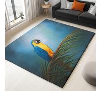 Genérico Alfombras Salón Lavable 160 x 230 cm, Verde Alfombra Dormitorio Pelo Corto Suave Rama Árbol Tropical Loro Animal Moqueta de Grande Antideslizante, Imitación Cachemira para Interiores Comedor