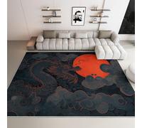 Genérico Alfombras Salón Lavable 160x230 cm Dragón Negro Mitología China Oriental, Alfombra Dormitorio Pelo Corto Suave Mats de Puerta de Habitación Antideslizante para Salón Dormitorio Comedor