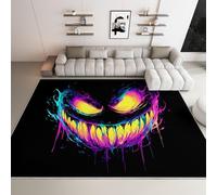 Genérico Alfombras Salón Lavable 60x90 cm Cara Fantasma Neón Gótica Oscura, Alfombra Dormitorio Pelo Corto Suave Mats de Puerta de Habitación Antideslizante para Salón Dormitorio Comedor