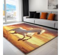Genérico Alfombras Salón Lavable 80x150 cm Caballo Animal Al Atardecer, Color Naranja Alfombra Dormitorio Pelo Corto Suave Mats de Puerta de Habitación Antideslizante para Salón Dormitorio Comedor