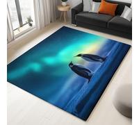 Genérico Alfombras Salón Lavable Pingüinos Árticos Aurora 180x240cm Alfombra Impresión 3D Modern, Alfombras Habitación Suave Antideslizante para Dormitorio Comedor Kinderzimmer