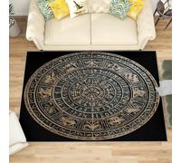 Genérico Alfombras Salon Moderna 140x200 cm PatróN de SíMbolo MíStico Suave Alfombra de Habitacion Antideslizante Lavables Apta para Mascotas Antiincrustante Negro y Dorado Tapete Sala para Sala Baño