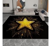 Genérico Alfombras Salon Patrón Simple De Estrella Amarilla 160 x 230 cm Alfombra de área Moqueta de Salón Modernas Antideslizante Pelo Corto y Lavables Negro, para Habitacion Comedor Dormitorio