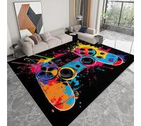 Genérico Alfombras Salon Patrón Vibrante De Controlador De Juego 120 x 180 cm Alfombra de área Moqueta de Salón Modernas Antideslizante Pelo Corto y Lavables Negro, para Habitacion Comedor Dormitorio