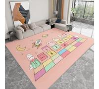 Genérico Alfombras Salon Tema Espacial De Dibujos Animados Rayuela Cohete 140 x 200 cm Alfombra Suave Antideslizante Lavable, Rosa Modernas de Interior Alfombra - para salón Dormitorio Comedor