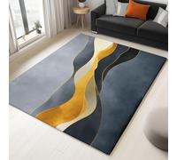 Genérico Alfombras Suaves y esponjosas de 120 x 170 cm para Sala de Estar y Dormitorio - Alfombra con Hormigón Acuarela Ola Arte Lineal Antideslizante Lavable a máquina Alfombra Interior