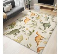 Genérico Alfombras Suaves y esponjosas de 80 x 150 cm para Sala de Estar y Dormitorio - Alfombra con Dibujos Animados Dinosaurios Acuarela Antideslizante Lavable a máquina Alfombra interiorCrema