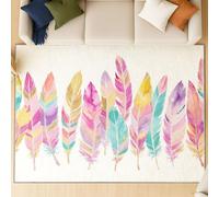 Genérico Alfombras ultrasuaves para Sala de Estar, 80 x 120 cm Bohemio Vivo Soñador Pluma Lavable a máquina, Multicolor Alfombra Antideslizante de Pelo bajo para habitación de los
