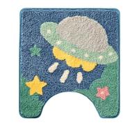 Generico Alfombrilla de baño con estampado de nave espacial extraterrestre | Alfombra contorneada para inodoro para propietarios de casa, inquilinos, habitantes, dormitorios, apartamentos, hoteles