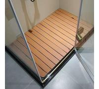 Genérico Alfombrilla de Ducha de Madera Antideslizante para bañera, Piscina, Grado Comercial, Impermeable, de Madera Maciza de Teca, de 50 a 112 cm, Cuadrada, Antideslizante, con Orificio de Drenaje,