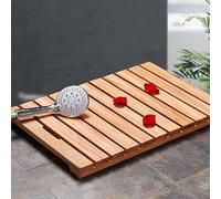 Genérico Alfombrilla de Ducha Grande de Teca de 20 24 26 30 32 36 40 44 Pulgadas, Alfombrilla de baño Cuadrada Antideslizante con Orificio de Drenaje, reposapiés para Patio, SPA, Sauna o ja