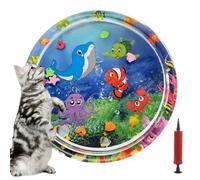 Generico Alfombrilla portátil para gatos - 35,43 x 35,43 x 3,94 cm de interactiva Water Play Mat | Anti-Scratch Kitten Bed | Cooling Foldable Pet Waters Bed with Inflator - for Indoor Exercise Hunting