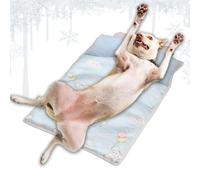 Genérico Alfombrilla Refrescante para Gatos, Colchón Refrescante para Mascotas, Colchón para Dormir con Almohada para Interior Exterior Coche Jaula O Trasportín Tras Ejercicio Clima Cálido