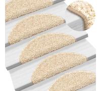 Genérico Alfombrillas para escaleras 15 Unidades 56x17x3 cm Crema Semicircular,Casa y jardín,Productos del hogar,Alfombrillas para escalones-133896