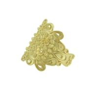 Generico Alianza sarda Campidanesa de plata 925 dorada, anillo de mujer de banda ancha trabajada abierta, 22 mm de ancho, ajustable, Regolabile, Plata, Sin piedras preciosas