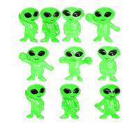 Genérico Alïen Mini Figures - Glow In The Dark 10 Pack | Small PVC Collectible Figurines Cute Flexible Desk Decor Toys for Kids Shelf Room Decoration Party Gift Use Space Theme
