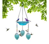 Genérico Alimentador para Colibríes | con Gancho y Tazón de Agua de Vidrio,Baño y Tazón de Agua para Aves en Exterior | para Jardín Exterior Terraza Balcón Porche Césped Patio
