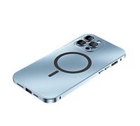 Genérico Alloy Aluminum Metal Magnetic Privacy Ultra Thin Phone for iPhone Case Compatible with Magsafe; CD Metal Ring Charging; Drop Protection Shockproof, 9H Glass (Blue,for iPhone 14 Pro)