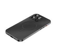 Genérico Alloy Aluminum Metal Magnetic Privacy Ultra Thin Phone for iPhone Case Compatible with Magsafe; CD Metal Ring Charging; Drop Protection Shockproof, 9H Glass (Gray,for iPhone 15 Pro MAX)
