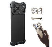 Genérico Alloy Armor Bumper Case, Frameless Designed for iPhone 17 Pro MAX with Camera Lens Protector, 16/15/14 Series, Minimalist Protective Shock Absorption Easy Fit (Black,For iPhone16 Pro)