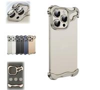Genérico Alloy Armor Case for iPhone 16/15/14/13/12 Pro MAX, 2025 New Minimalist Protective Shock Absorption Aerospace Grade Aluminum Shells, Elastomer Inlays Easy Fit (13PRO MAX,Grey)