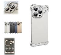 Genérico Alloy Armor Case for iPhone 16/15/14/13/12 Pro MAX, 2025 New Minimalist Protective Shock Absorption Aerospace Grade Aluminum Shells, Elastomer Inlays Easy Fit (16PRO,Silver)