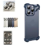 Genérico Alloy Armor Case for iPhone 16/15/14/13/12 Pro MAX, 2025 New Minimalist Protective Shock Absorption Aerospace Grade Aluminum Shells, Elastomer Inlays Easy Fit (15PRO MAX,Blue)
