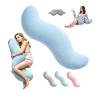 Genérico Almohada Corporal Pea Pod for Dormir Lado, Almohadas ergonómicas Cuerpo Completo cápsula Doble, Almohada refrescante cómoda Espalda Cuello, Ajuste Seguro Entre Rodillas Funda Lavable(Azul,L)