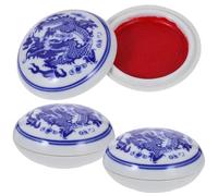 Genérico Almohadilla de Tinta Caja para Sellos para Caligrafía Estilo Chino Retro, 3 Piezas, Tamaño Pequeño, Fácil de Limpiar, Material Cerámico Obsequio Adecuado para Estudiantes