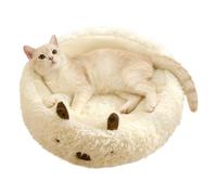 Genérico Alpaca Plush Round Pet Bed - FĺÜFƒy Calming Donut Bed | Warm, Non-Slip Cat & Dog Cushion For Indoor Use, Washable Cozëy Nest For Kittens & Puppies