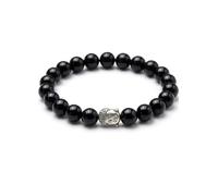 Generico Alquimia - Pulsera Zen con Buda y piedras naturales auténticas, elegante, hipoalergénica, sin níquel, protección positiva, Medio, Piedra, Cuarzo