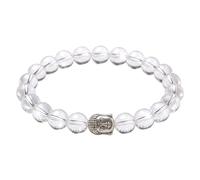 Generico Alquimia - Pulsera Zen con Buda y piedras naturales auténticas, elegante, hipoalergénica, sin níquel, protección positiva, Medio, Piedra, Cuarzo
