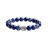 Generico Alquimia - Pulsera Zen con Buda y piedras naturales auténticas, elegante, hipoalergénica, sin níquel, protección positiva, Medio, Piedra, Cuarzo