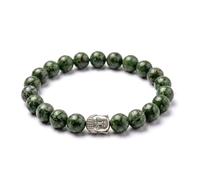 Generico Alquimia - Pulsera Zen con Buda y piedras naturales auténticas, elegante, hipoalergénica, sin níquel, protección positiva, Medio, Piedra, Cuarzo