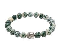 Generico Alquimia - Pulsera Zen con Buda y piedras naturales auténticas, elegante, hipoalergénica, sin níquel, protección positiva, Medio, Piedra, Cuarzo