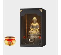 Genérico Altar de Buda con nicho para Montar en la Pared, Mesa de meditación con nicho Personal Chino para Buda, Mesa de Incienso de Guanyin Guan Gong, Dios de la Riqueza (Gris).