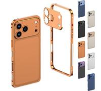 Genérico Aluminum Alloy Cooling Frame Case for iPhone 17 Series, Chubbycase Ultra-Thin Metal Frame Heat Dissipation Case with Lens Protector for iPhone 17 (Orange,15PROMAX)