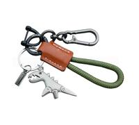 Genérico Aluminum Alloy Dinosaur Charm Paired with a Hand-Woven Bracelet, Mini Dinosaur Keychain for Women and Men (1pcs-H)