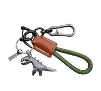 Genérico Aluminum Alloy Dinosaur Charm Paired with a Hand-Woven Bracelet, Mini Dinosaur Keychain for Women and Men (1pcs-A)