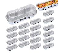 Genérico Aluminum Baking Set - Mini Cake Tins, Non-Stick Foil Cups, 200ml Rectangle Containers, Dessert Baking Tray | Easy-Clean Muffin Cups, Ideal for Daily Bakery Party Kitchen Home Cooking