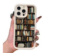 Genérico Alyova Bookshelf Phone Case, Shockproof TPU Protective Shell, Cartoon Non Slip Drop-Resistant Silicone Protective for iPhone 13/14/15/16 Pro MAX (16 Pro,White)