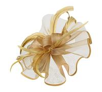 Genérico ámbar dental sombreros iglesia pluma, clip Fascinators sombrero de tapa para bufanda niña de 2 años, dorado, Talla única