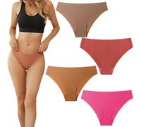 Genérico AmbarWear Invisible Breathable Cameltoe Thong, Comfort Sweat Proof Seamless No Show Underwear (4PCS-B,XL)