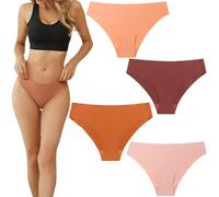 Genérico AmbarWear Invisible Breathable Cameltoe Thong, Comfort Sweat Proof Seamless No Show Underwear (4PCS-C,S)